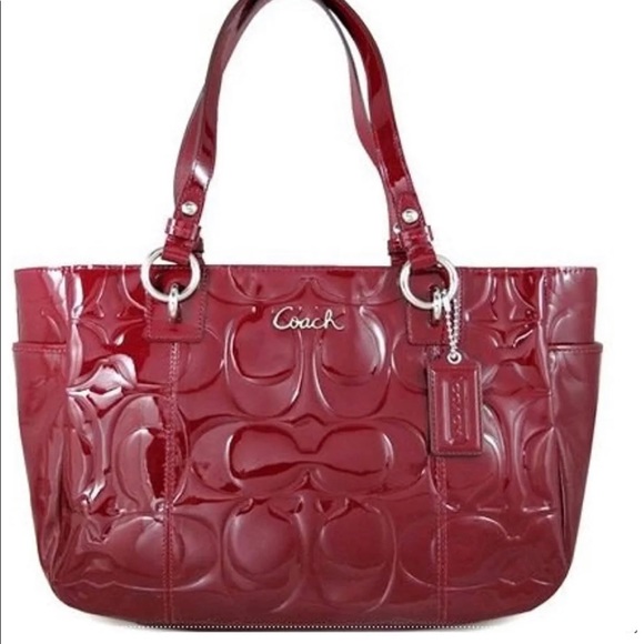 Coach Handbags - Coach Gallery Embossed Sign Shoulder Red